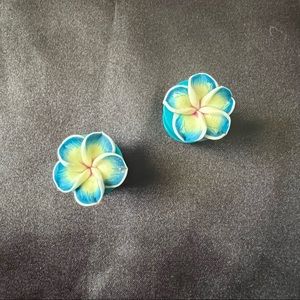 5/8 Gauge Turquoise Blue Hibiscus Flower Earrings/Gauges